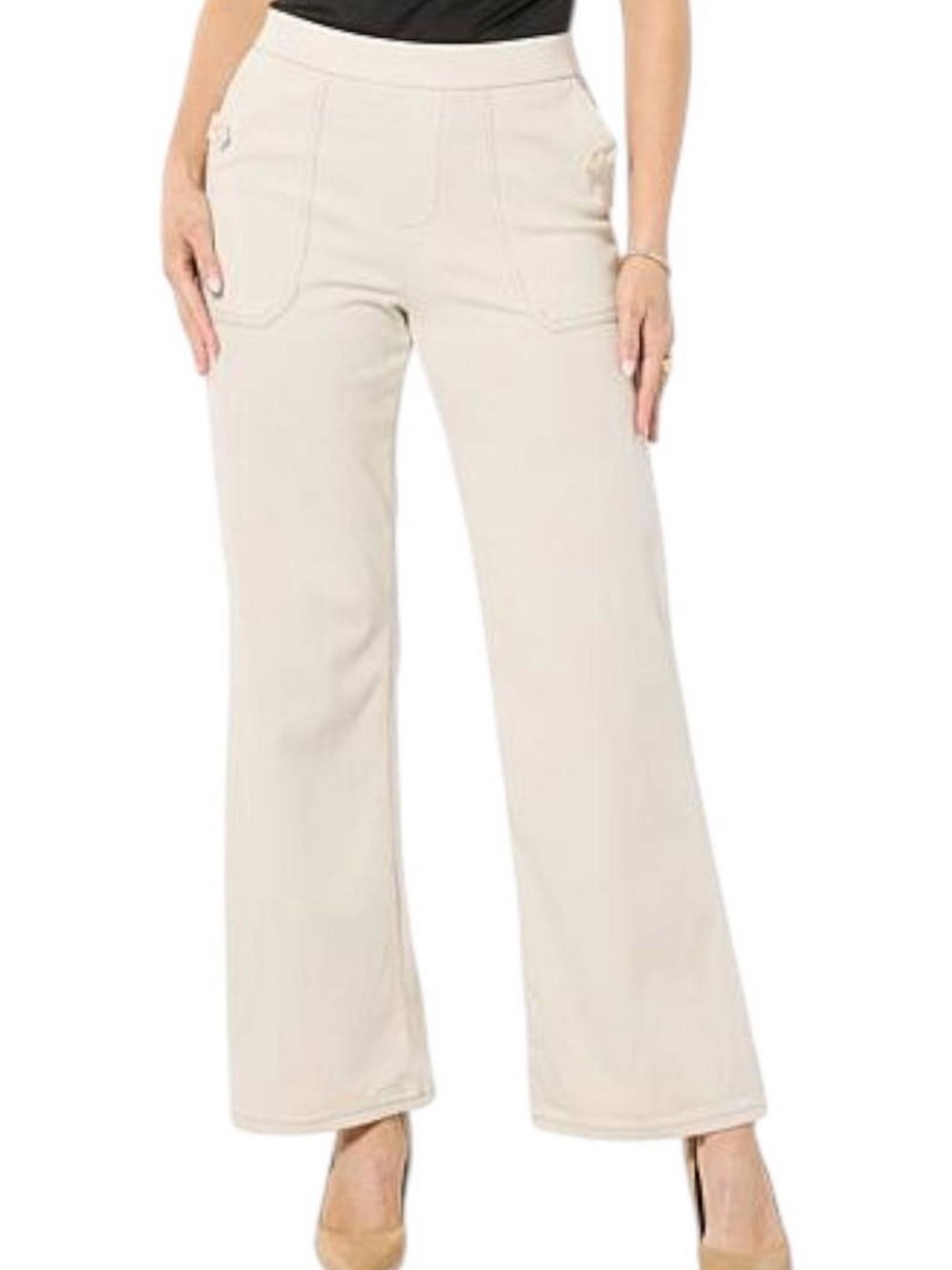 C. Wonder Cream Wide-Leg High-Rise Jeans